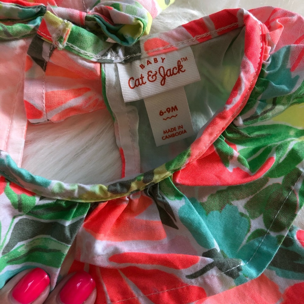 Cat & Jack neon floral dress 6-9 months - Picture 3 of 6